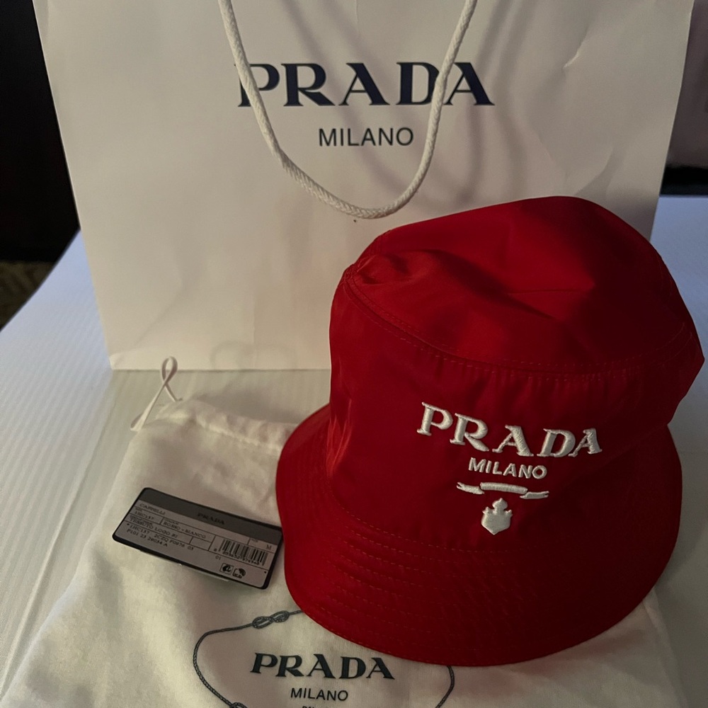 Prada Red Bucket Hat